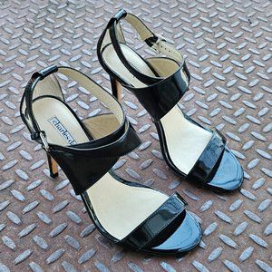 Charles David Women Heel Black Patent Leather Upper Sandal Strappy Shoes Size 7